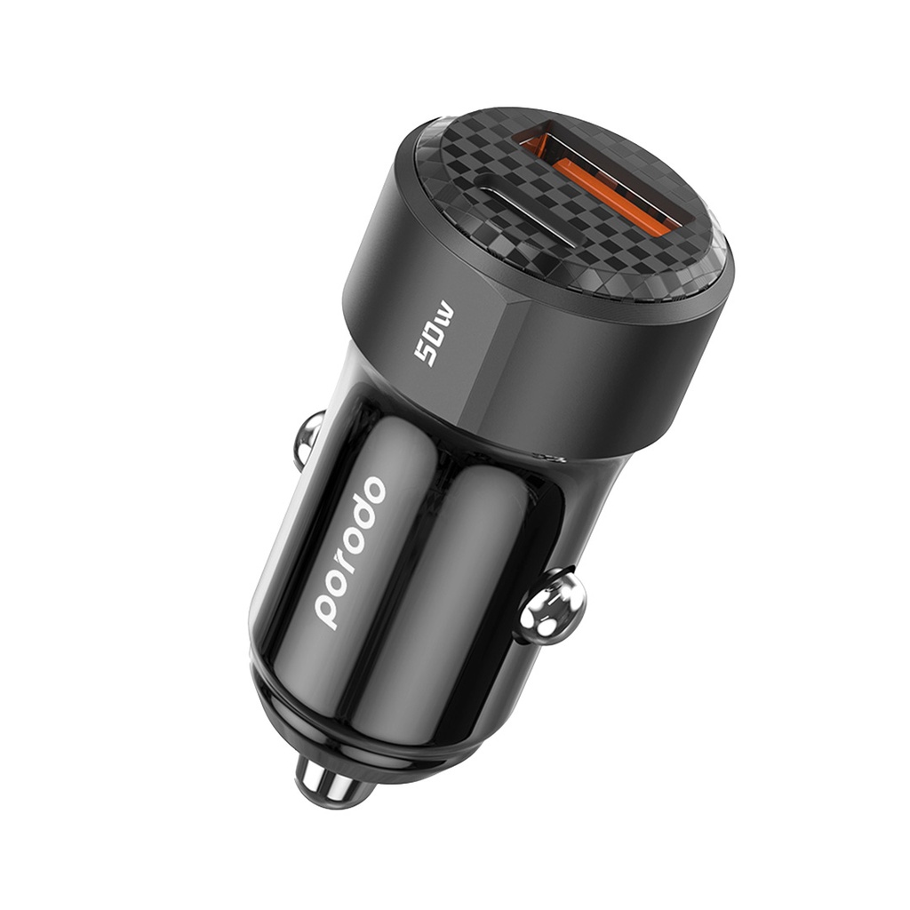 شارژر فندکی دو پورت 50 وات پرودو مدل Porodo 50W Dual Port Car Charger PD 20W QC 30W