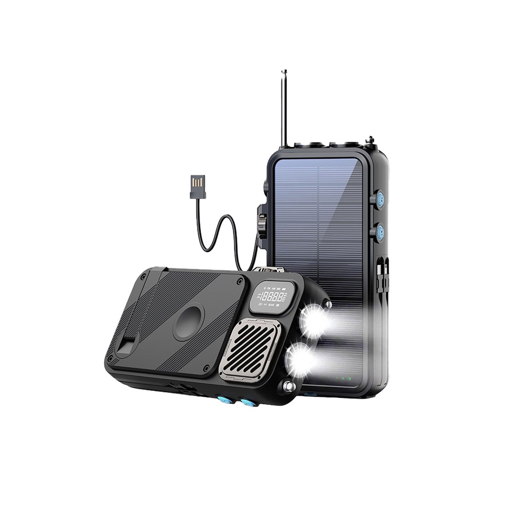 پاور بانک 16000mAh خورشدی پاورولوژی مدل  Powerology Solar Power Bank | FM Radio | Speaker | Lights