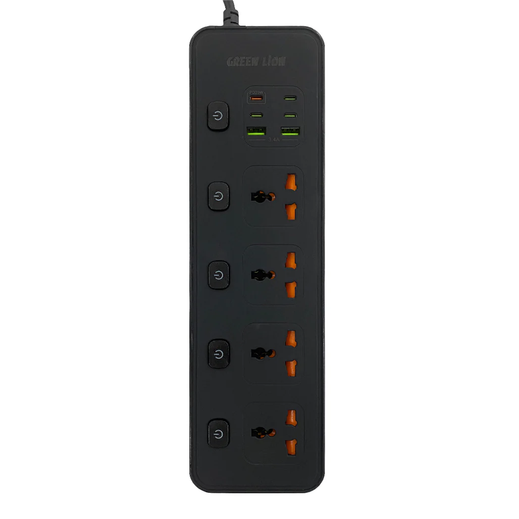 چند راهی و محافظ برق گرین لاین مدل Green Lion Multiport PD30W Power Socket 3000W