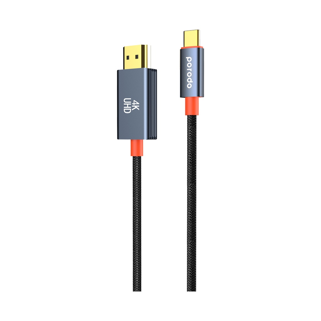 کابل HDMI به Type-C پرودو مدل Porodo Woven Cable Type-C to HDMI PD-CBL0016